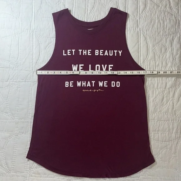 Spiritual Gangster Maroon Soft Tank Top M Beauty Quote Sleeveless Workout Tee - Picture 5 of 8
